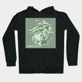 Lawrenceville, GA Map in Gray Greens Hoodie